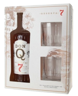 DON Q Reserva 7 Aňos s 2 pohármi 40% 0,7L, rum, DB