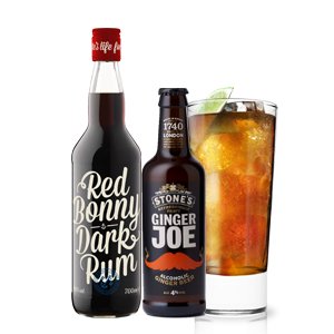 2 x Red Bonny Dark Rum + 12 x Stones Ginger Joe