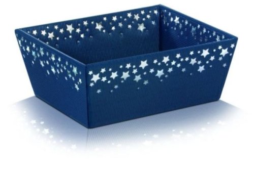 Darčekový kôš Sternenregen 4-uholník, modrý s hviezdami - malý